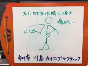 右に相手を払う動作で腕が痛くなった